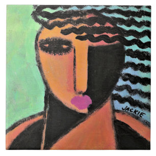 Schaduwen Abstract Portret van een Vrouw Tegeltje