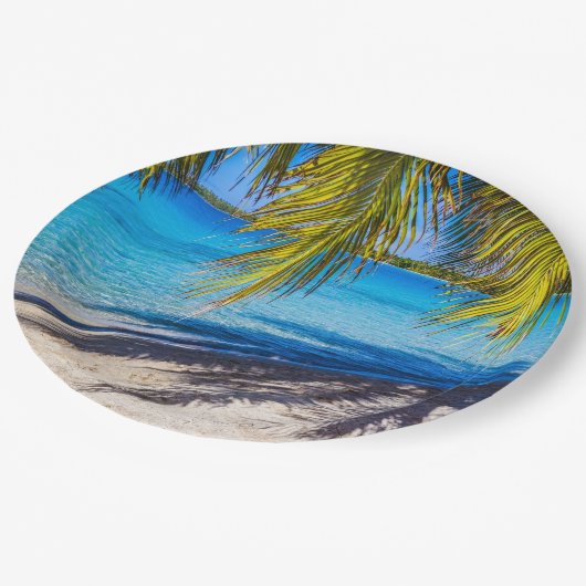 Schaduwen op het strand papieren bordje (Gekanteld)