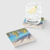 Schaduwen op het strand stenen onderzetter (Zijkant)