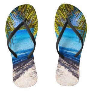 Schaduwen op het strand teenslippers