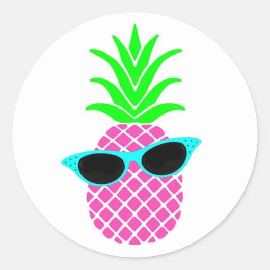 "Schaduwen van ananas" Ronde Sticker (Voorkant)