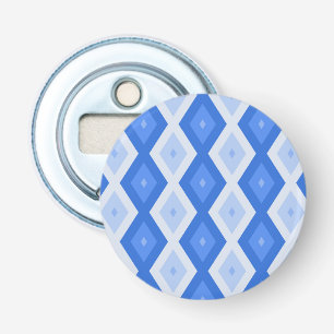 Schaduwen van blauw diamantpatroon button flesopener