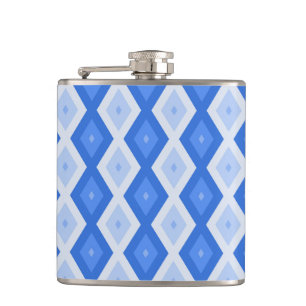Schaduwen van blauw diamantpatroon heupfles