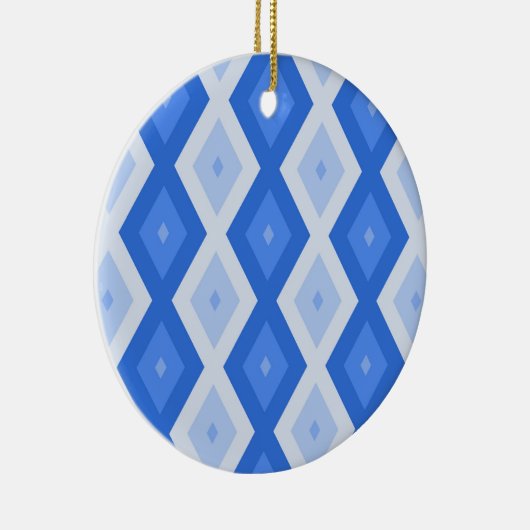 Schaduwen van blauw diamantpatroon keramisch ornament (Rechts)