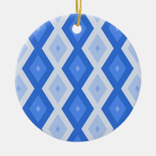 Schaduwen van blauw diamantpatroon keramisch ornament (Voorkant)
