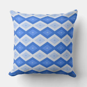Schaduwen van blauw diamantpatroon kussen