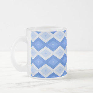 Schaduwen van blauw diamantpatroon matglas koffiemok