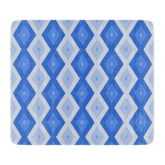 Schaduwen van blauw diamantpatroon snijplank (Voorkant)