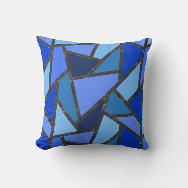 Schaduwen van blauw gekleurd glas kussen (Voorkant)