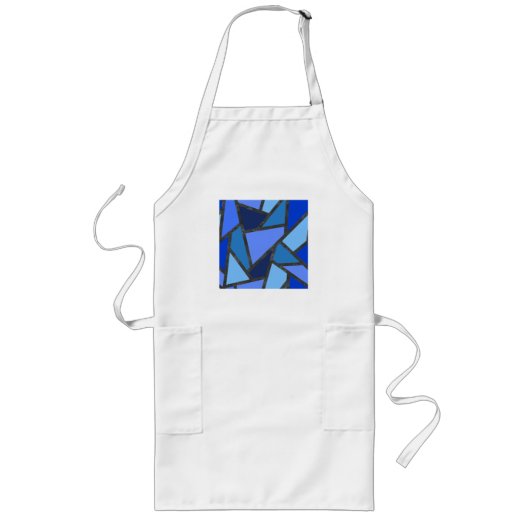 Schaduwen van blauw gekleurd glas lang schort (Voorkant)