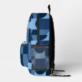 Schaduwen van blauw geometrisch vormpatroon bedrukte rugzak (Rechts)