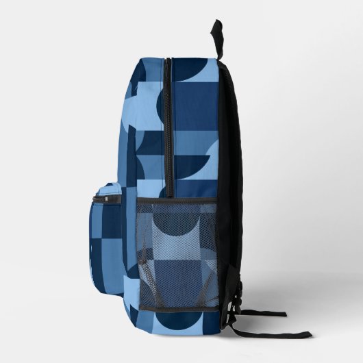 Schaduwen van blauw geometrisch vormpatroon bedrukte rugzak (Rechts)