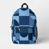 Schaduwen van blauw geometrisch vormpatroon bedrukte rugzak (Voorkant)