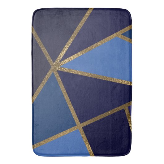 Schaduwen van Blauw & Goud Brons Geometrisch Chiqu Badmat (Voorkant Verticaal)