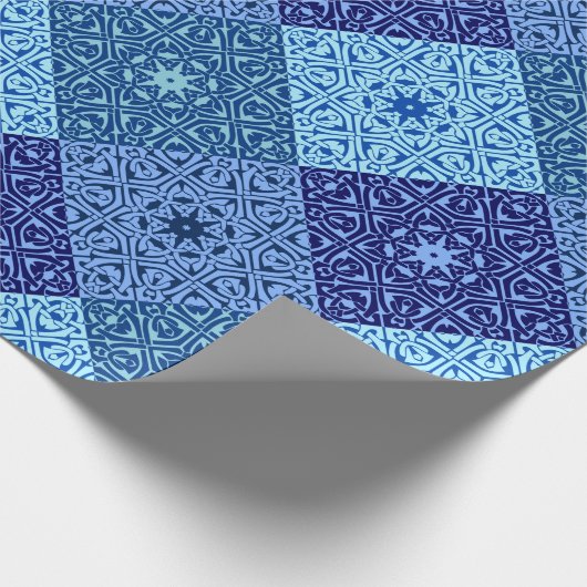 Schaduwen van blauw patroonpapier cadeaupapier (Hoek)