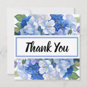 Schaduwen van blauwe bloemen Dank u Kaart
