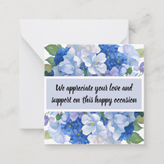 Schaduwen van blauwe bloemen notitiekaartje