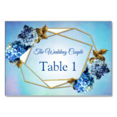 Schaduwen van blauwe Waterverf Hydrangeas Tafelkaa Kaart (Voorkant)