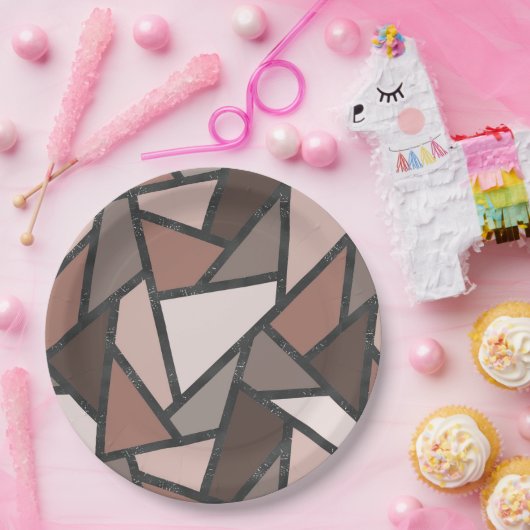 Schaduwen van bruin gekleurd glas papieren bordje (Feest)