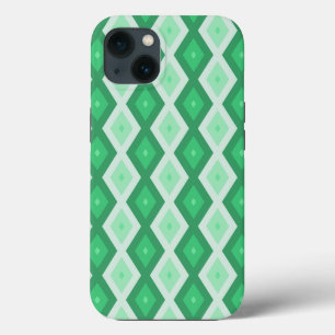 Schaduwen van groen diamantpatroon Hoesje-Mate iPh iPhone 13 Hoesje