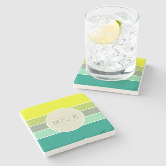 Schaduwen van groen kleurenpalet 001 stenen onderzetter (Zijkant)