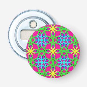 Schaduwen van Groen Roze Geel Blauw 3D Kaleidoscop Button Flesopener