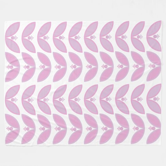 Schaduwen van het roze abstracte bloempatroon op w fleece deken (Voorkant (Horizontaal))