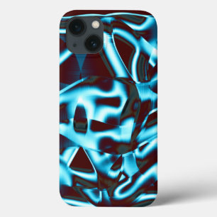 Schaduwen van lichte cyaan op abstracte banden omh iPhone 13 hoesje