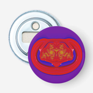 Schaduwen van Paars Rood Blauw en Geel 3D Fractal Button Flesopener