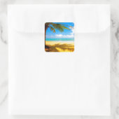 Schaduwen van palmbomen vierkante sticker (Tas)