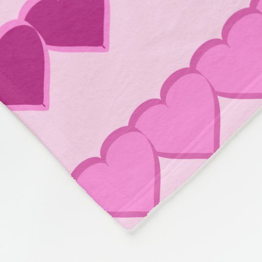 Schaduwen van roze hartslag fleece deken (Hoek)