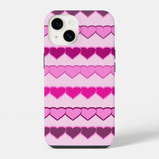 Schaduwen van roze hartslag iPhone 14 hoesje