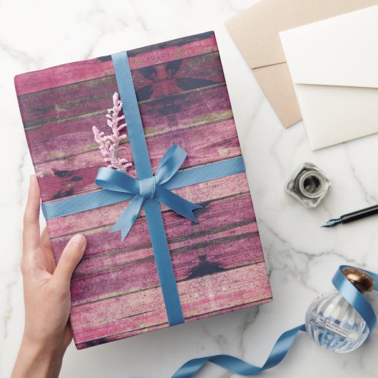 Schaduwen van roze kleurrijke Rustige Houtlook Cadeaupapier (Geschenken)