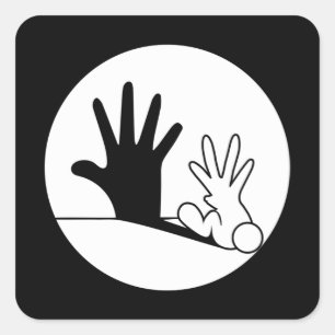 Schaduwfiguur konijn dierenwelzijn Dierenvriend Vierkante Sticker