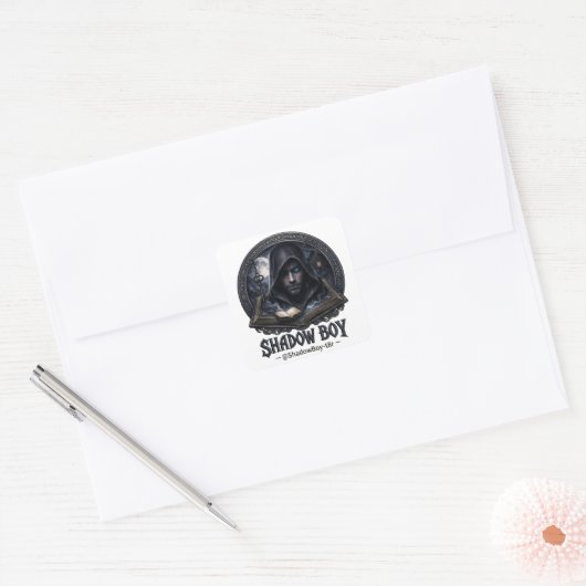 schaduwjongen vierkante sticker (Envelop)