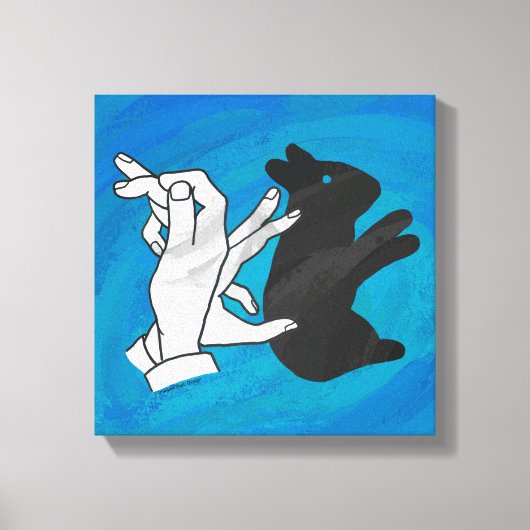 Schaduwkonijn op blauw canvas afdruk (Voorkant)