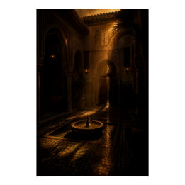 Schaduwrijke Riad Fontein Poster Perfect Poster