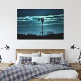 Schaduwrijke Windmolen- Donkere Lucht Fotografie C Canvas Afdruk