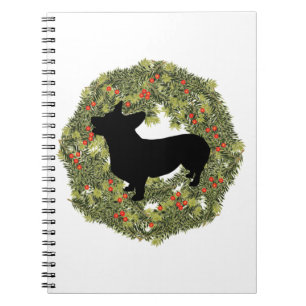 Schaduwsilhouet Kijkend omhoog Corgi in een Krans Notitieboek