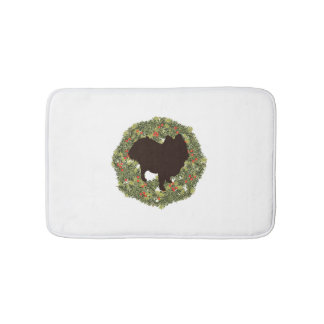 Schaduwsilhouet Pomeranian in een krans Badmat