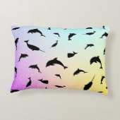 Schaduwvis haai walvis gradiënt kleurrijk sterrens accent kussen (Achterkant)