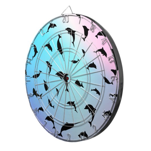 Schaduwvis haai walvis gradiënt kleurrijk sterrens dartbord (Voorkant Rechts)