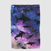 Schaduwvis haai walvis op gradiënt melkwegstelsel  golfhanddoek (Voorkant)