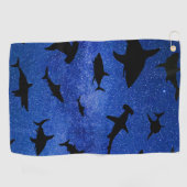 Schaduwvis haai walvis op gradiënt Ocean galaxy Golfhanddoek (Horizontaal)