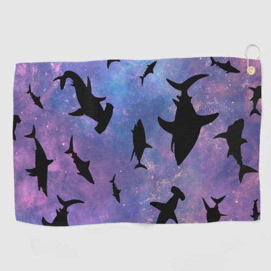 schaduwvishaai op gradiëntmelkweg golfhanddoek (Horizontaal)