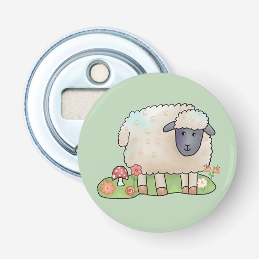 Schaf auf der Weide Button Flesopener (Voorkant)