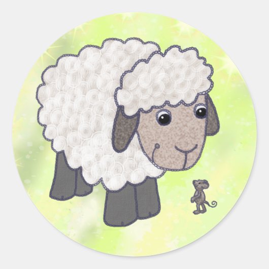 Schaf mit Maus Ronde Sticker (Voorkant)