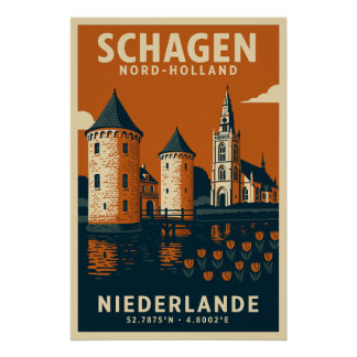 Schagen Nord Holland Niederlande Reiseplakat Perfect Poster