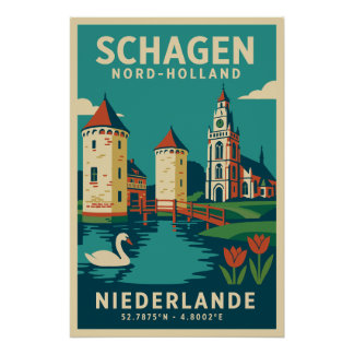 Schagen, Nord-Holland Niederlande Reiseplakat Perfect Poster
