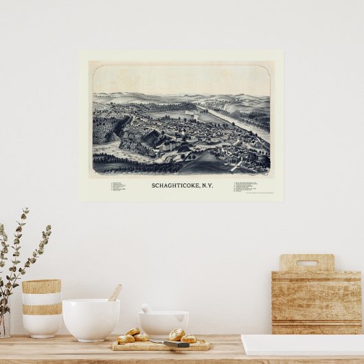 Schaghticoke, NY Panoramic Map - 1889 Poster (Keuken)